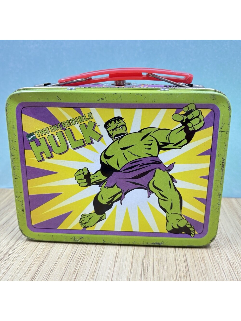 The Incredible Hulk Marvel Mini Small Lunchbox Tin Box 1998 90's ~5.5" x 4.25"